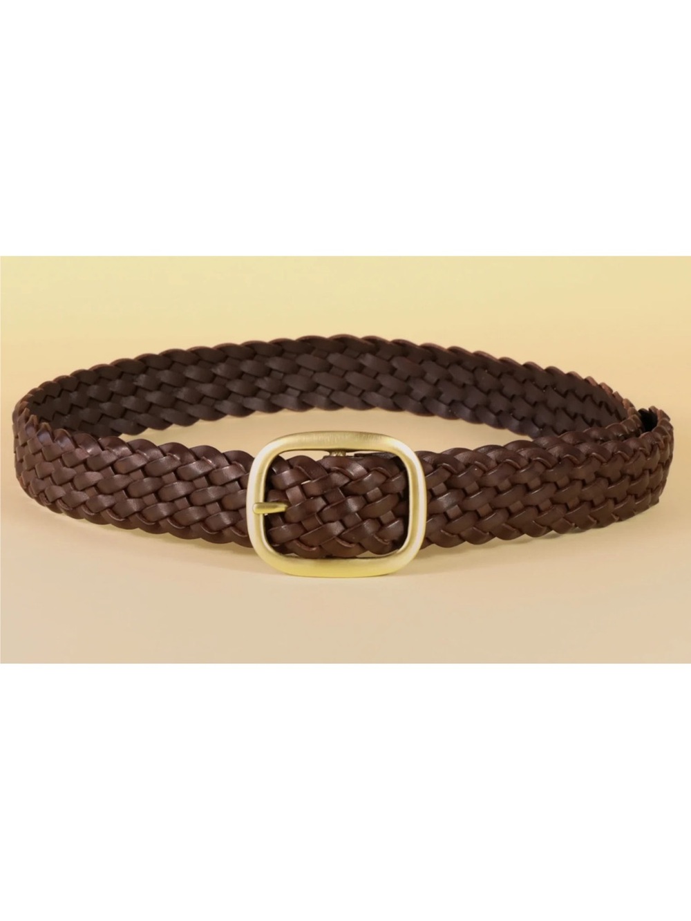 Maximum Henry Mens Braided Oval 1.5" Belt Brown Leather Handmade 34 NWT
